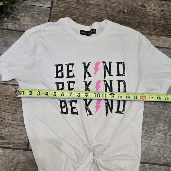 LuluSimonStudio White Tri-Blend Be Kind T-Shirt, Size Small - Picture 3 of 5